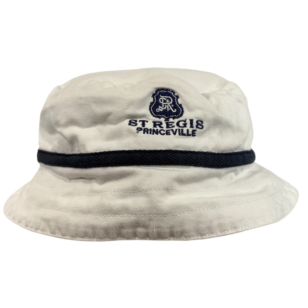 Fore Kids Golf St Regis Princeville White Bucket Hat Navy Trim Cotton XL - Picture 1 of 11